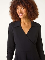 Roman Black Plain Crepe Short Dress - Image 4 of 5