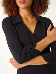 Roman Black Plain Crepe Short Dress - Image 5 of 5