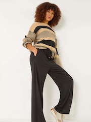 Roman Black Wide Leg Ponte Trousers - Image 1 of 5