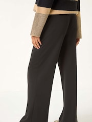 Roman Black Wide Leg Ponte Trousers - Image 3 of 5