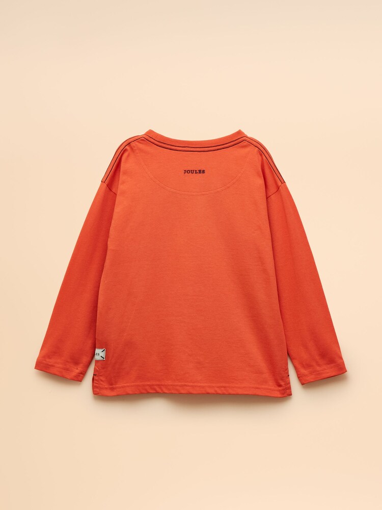 Joules Boys' Jack Orange Applique Long Sleeve Top - Image 2 of 4 Joules Boys' Jack Orange Applique Long Sleeve Top - Image 2 of 4