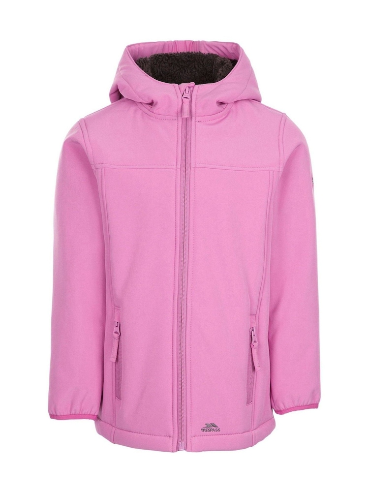 Trespass Kids Pink Kristen Softshell Jacket - Image 1 of 2 Trespass Kids Pink Kristen Softshell Jacket - Image 1 of 2