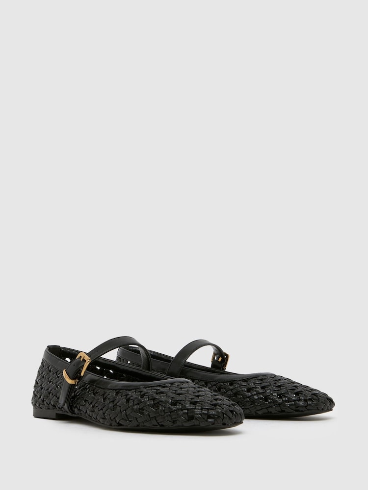 Schuh Lexie Woven Black Ballerinas - Image 2 of 4