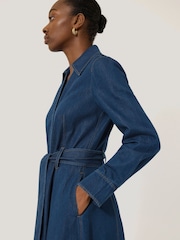 Jigsaw Blue Fluid Denim Belted Shirt Dress - Image 2 of 7