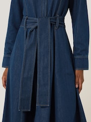 Jigsaw Blue Fluid Denim Belted Shirt Dress - Image 3 of 7
