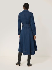 Jigsaw Blue Fluid Denim Belted Shirt Dress - Image 4 of 7