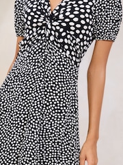 Monochrome V-Neck Twist Underbust Jersey Mini Dress - Image 3 of 4