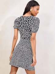 Monochrome V-Neck Twist Underbust Jersey Mini Dress - Image 4 of 4