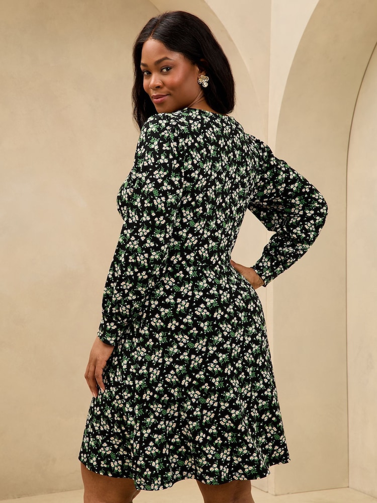 Lipsy Green Curve Printed Jersey Underbust Mini Dress - Image 4 of 4 Lipsy Green Curve Printed Jersey Underbust Mini Dress - Image 4 of 4