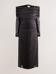 Animal Maternity Mesh Bardot Dress - Image 1 of 5