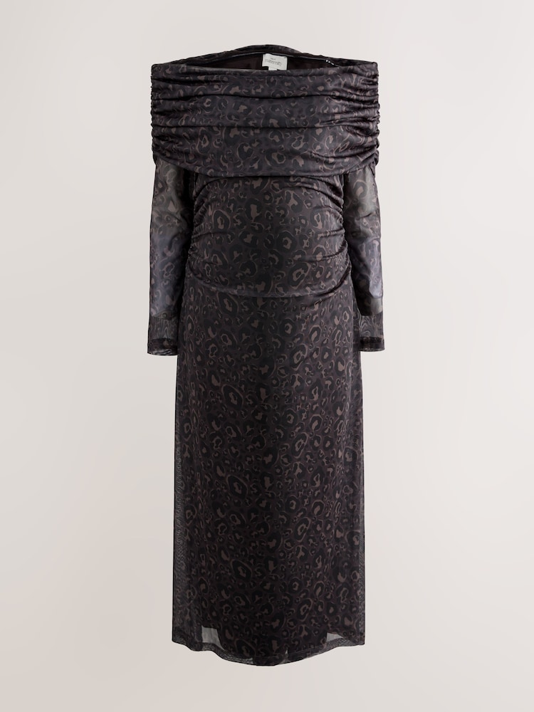 Animal Maternity Mesh Bardot Dress - Image 1 of 5