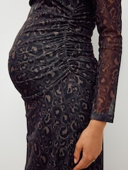 Animal Maternity Mesh Bardot Dress - Image 6 of 11