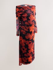 Floral Maternity Mesh Bardot Dress - Image 2 of 4