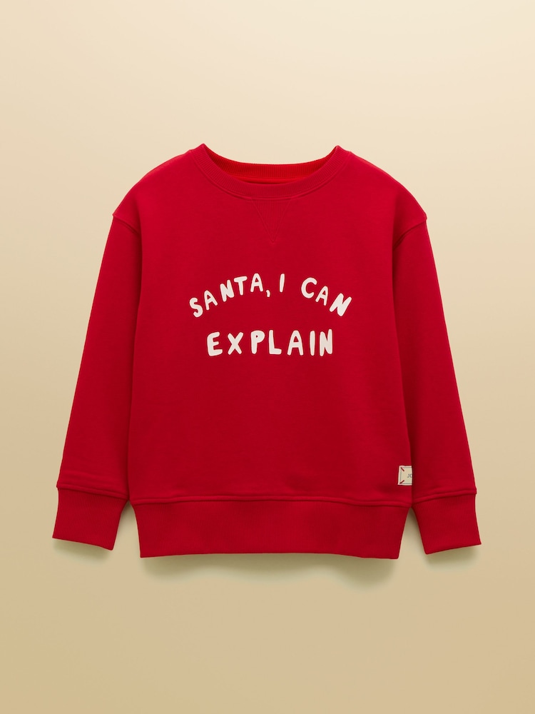 Joules Kids' Sundaze Red Crew Neck Sweatshirt - Image 1 of 4 Joules Kids' Sundaze Red Crew Neck Sweatshirt - Image 1 of 4