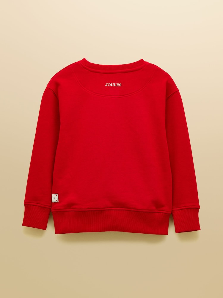 Joules Kids' Sundaze Red Crew Neck Sweatshirt - Image 2 of 4 Joules Kids' Sundaze Red Crew Neck Sweatshirt - Image 2 of 4