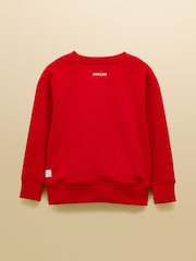 Joules Kids' Sundaze Red Slogan Crew Neck Sweatshirt - Image 5 of 7