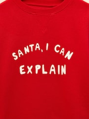 Joules Kids' Sundaze Red Slogan Crew Neck Sweatshirt - Image 6 of 7