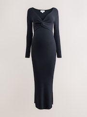 Navy Maternity Twist Front Knit Dress - Image 7 of 9