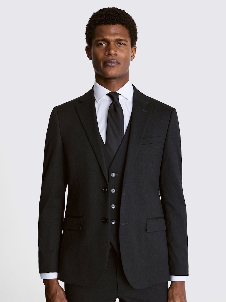 MOSS Black Slim Fit Charcoal Stretch Jacket - Image 1 of 7
