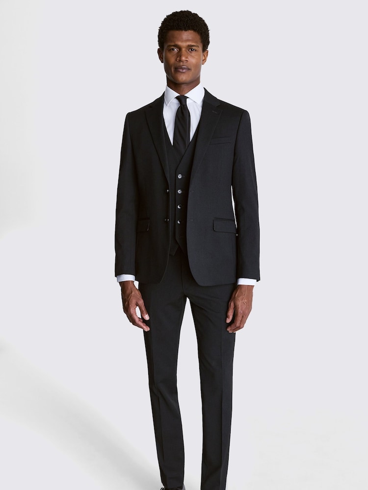 MOSS Black Slim Fit Charcoal Stretch Jacket - Image 2 of 7