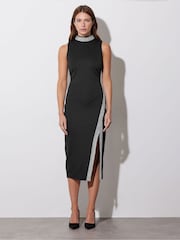 Star by Julien MacDonald Black Diamante Trim Bodycon Dress - Image 3 of 6