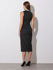 Star by Julien MacDonald Black Diamante Trim Bodycon Dress - Image 4 of 6