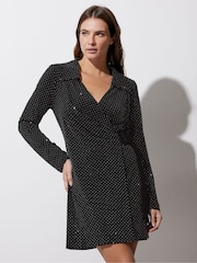 Star by Julien MacDonald Silver Diamante Wrap Tie Dress - Image 2 of 6