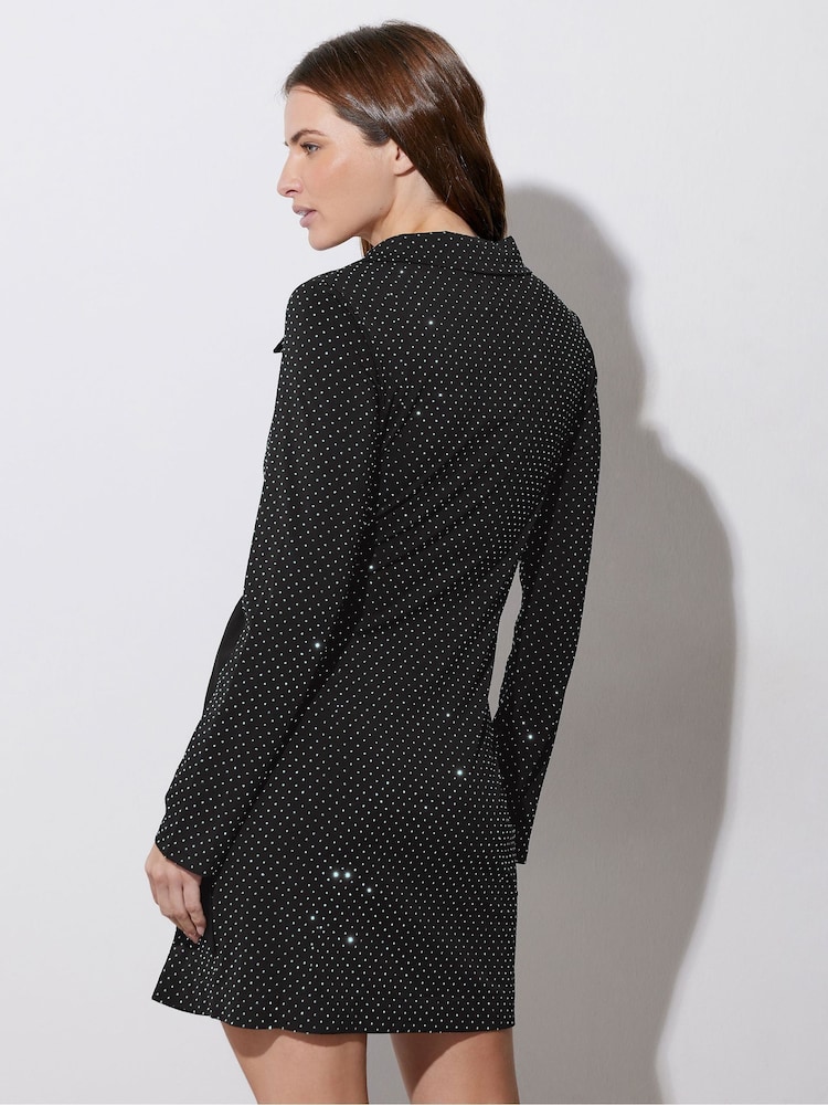Star by Julien MacDonald Silver Diamante Wrap Tie Dress - Image 3 of 6