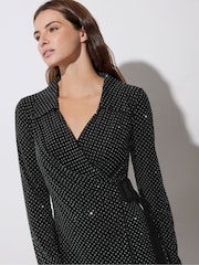 Star by Julien MacDonald Silver Diamante Wrap Tie Dress - Image 4 of 6