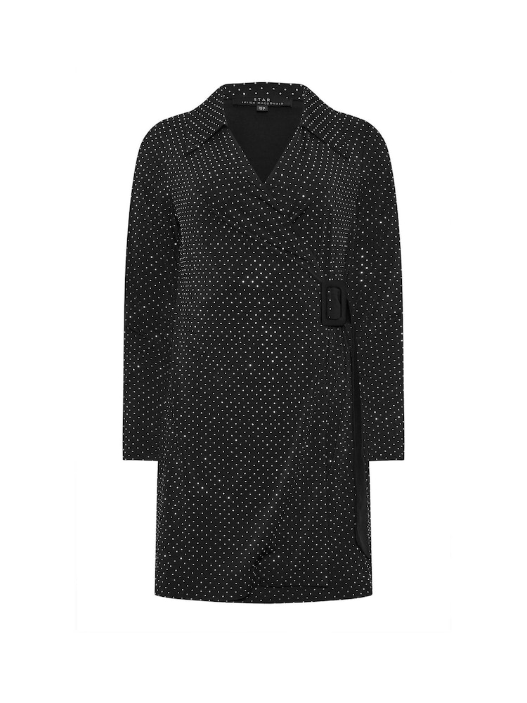 Star by Julien MacDonald Silver Diamante Wrap Tie Dress - Image 6 of 6