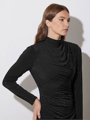 Star by Julien MacDonald Black Diamante Asymetric Dress - Image 3 of 6