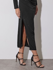 Star by Julien MacDonald Black Diamante Asymetric Dress - Image 4 of 6
