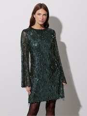 Star by Julien MacDonald Green Tassel Sequin Tunic Dress - Image 5 of 6