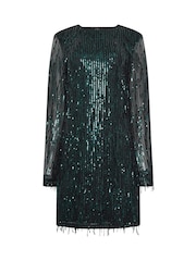 Star by Julien MacDonald Green Tassel Sequin Tunic Dress - Image 6 of 6