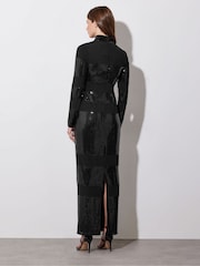Star by Julien MacDonald Black Sequin Stripe Maxi Dress - Image 4 of 6