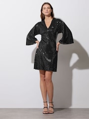 Star by Julien MacDonald Black Sequin Chevron Dress - Image 3 of 6