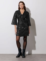 Star by Julien MacDonald Black Sequin Chevron Dress - Image 4 of 6