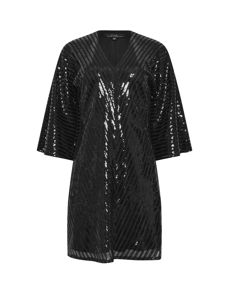 Star by Julien MacDonald Black Sequin Chevron Dress - Image 6 of 6