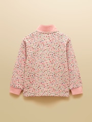 Joules Girls' Burnham Pink Floral Funnel Neck Sweatshirt - Image 2 of 5