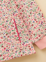 Joules Girls' Burnham Pink Floral Funnel Neck Sweatshirt - Image 3 of 5