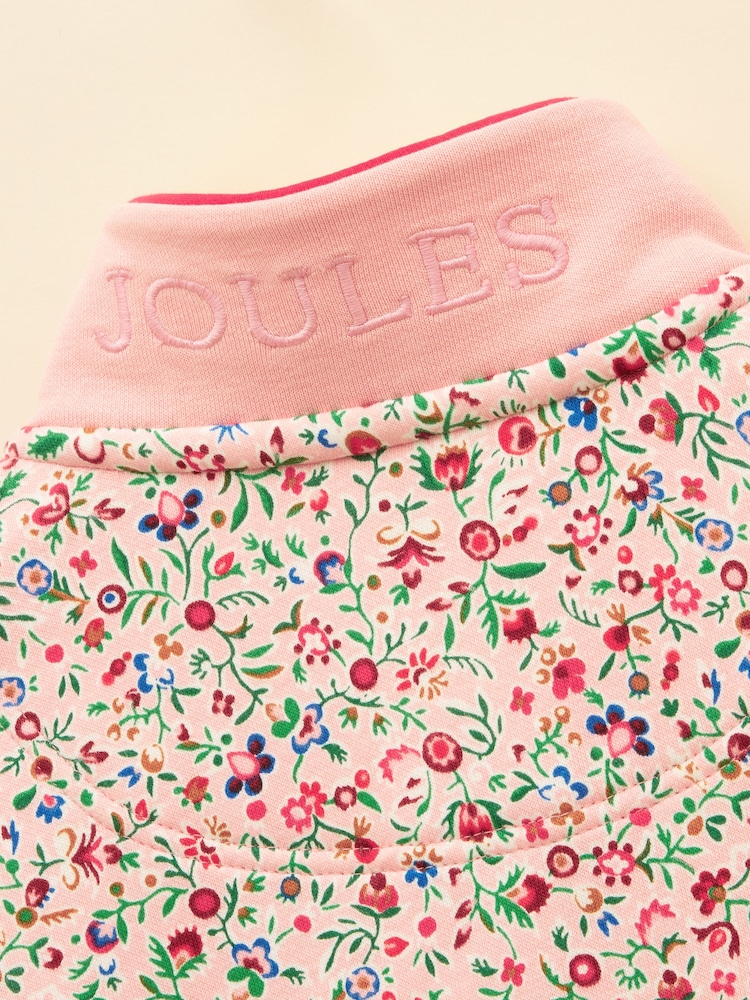 Joules Girls' Burnham Pink Floral Funnel Neck Sweatshirt - Image 5 of 5 Joules Girls' Burnham Pink Floral Funnel Neck Sweatshirt - Image 5 of 5