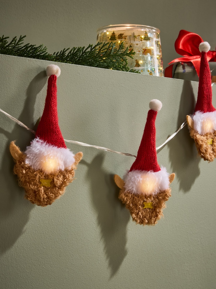Red/Green Christmas Hamish The Highland Cow Led Fairy Lights - Image 2 of 2