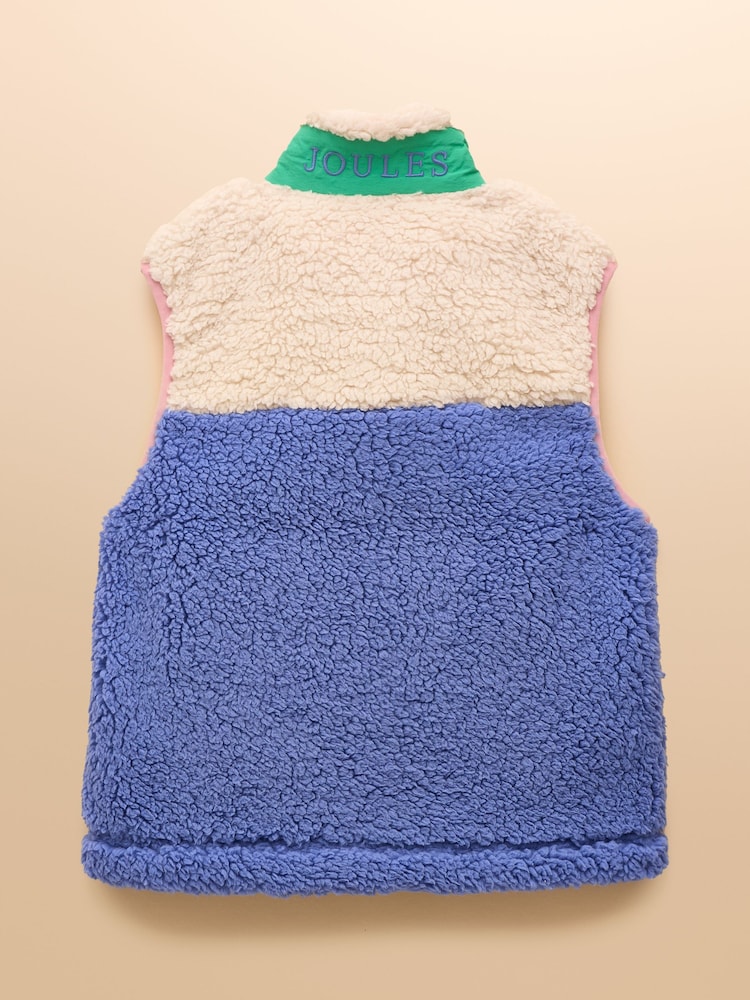 Joules Tilly Blue Colourblock Fleece Gilet - Image 2 of 4