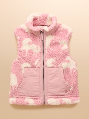 Joules Tilly Pink Unicorn Fleece Gilet - Image 1 of 4
