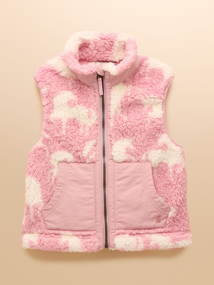 Joules Tilly Pink Unicorn Fleece Gilet - Image 1 of 4