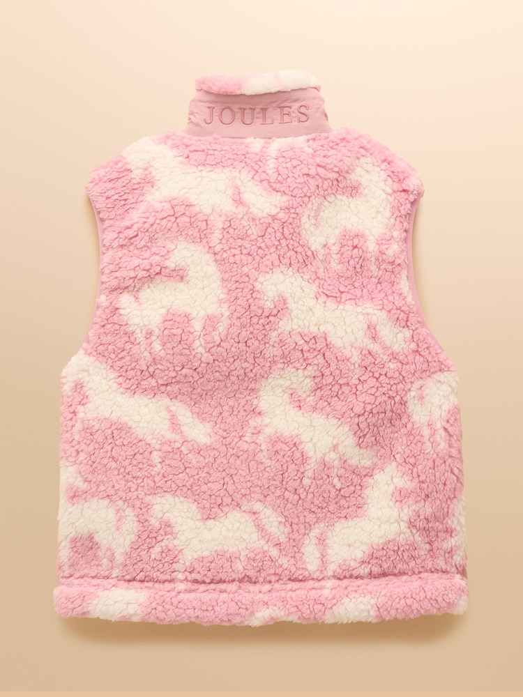 Joules Tilly Pink Unicorn Fleece Gilet - Image 2 of 4