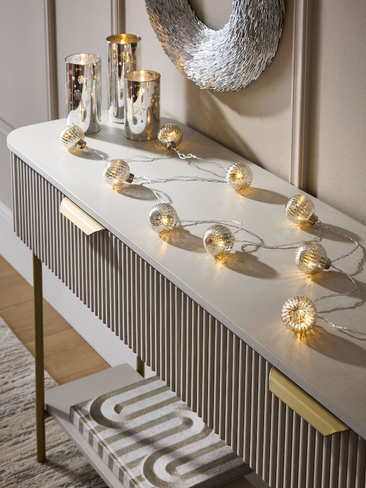 Silver Ribbed Glass Fairy Lights - Image 1 of 4