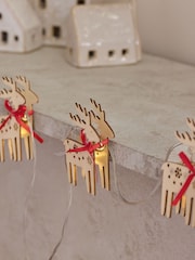 Brown Wooden Christmas Reindeer Fairy Lights - Image 2 of 3