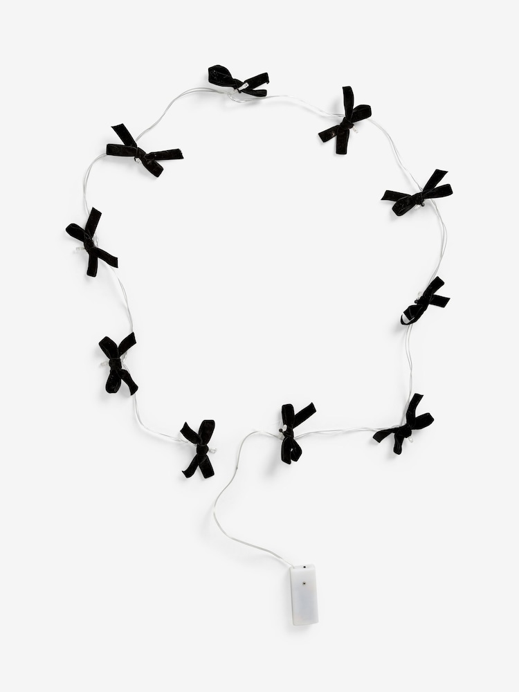 Black Velvet Bow 10 Decorative Line Lights - Image 1 of 1 Black Velvet Bow 10 Decorative Line Lights - Image 1 of 1