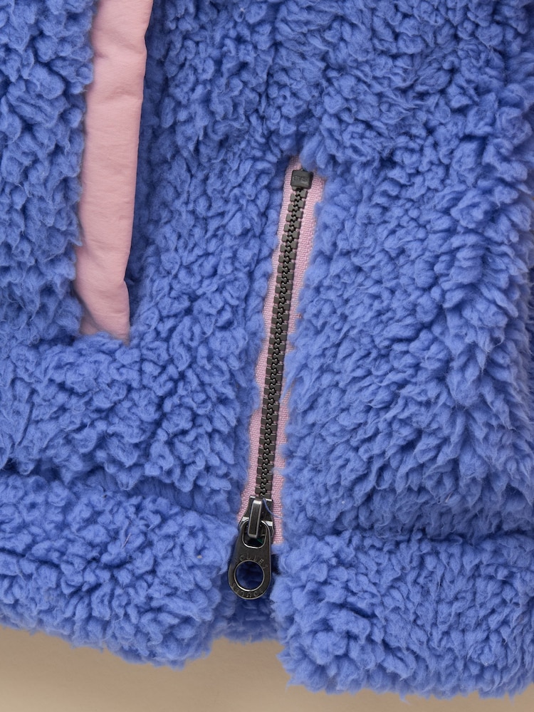 Joules Girls' Tilly Blue Colourblock Quarter Zip Fleece - Image 4 of 4 Joules Girls' Tilly Blue Colourblock Quarter Zip Fleece - Image 4 of 4